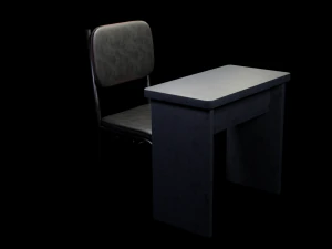 Student chair with desk 3D Model
