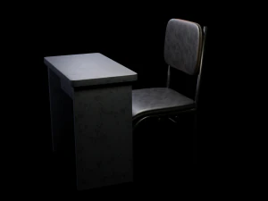 Student chair with desk 3D Model