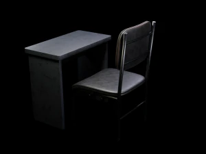 Student chair with desk 3D Model