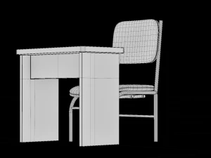 Student chair with desk 3D Model