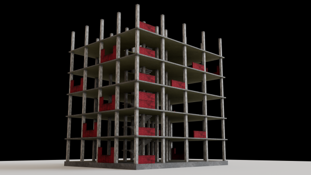 Under construction Building Low poly 3D Модель .c4d .max .obj .3ds .fbx .stl .blend 