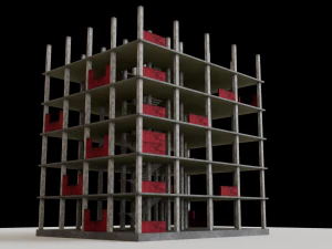 建設中の建物の低ポリゴン 3Dモデル