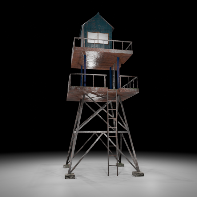 Watch tower 3D Model .c4d .max .obj .3ds .fbx .stl .blend