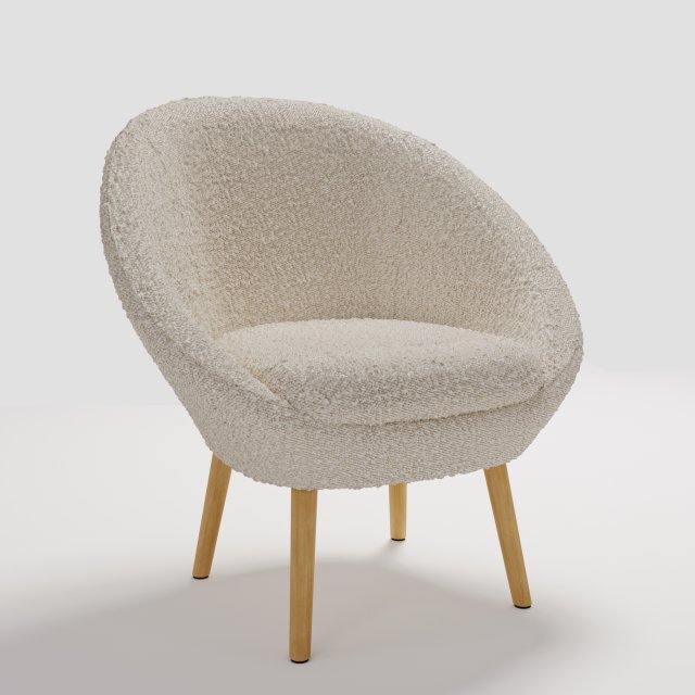 Armchair-ball made of boucle fabric Jimi 3D 모델 .c4d .max .obj .3ds .fbx .stl .blend 