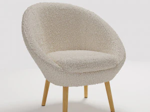 Armchair-ball made of boucle fabric Jimi 3D Model