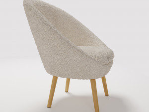 Armchair-ball made of boucle fabric Jimi 3D 모델