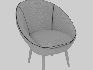 Armchair-ball made of boucle fabric Jimi 3D 모델