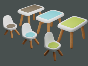 Childrens chair with a back and Childrens table set Modèle 3D
