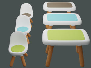 Childrens chair with a back and Childrens table set Model 3D