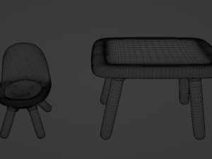 Childrens chair with a back and Childrens table set Model 3D