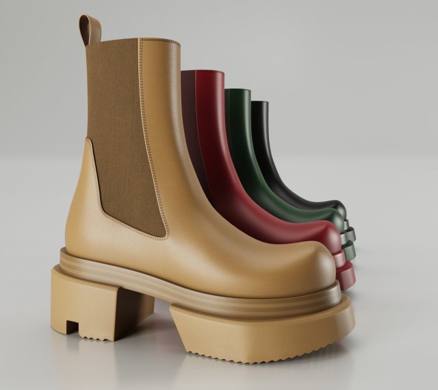 Boots Rick Owens 3D Model .c4d .max .obj .3ds .fbx .stl .blend 