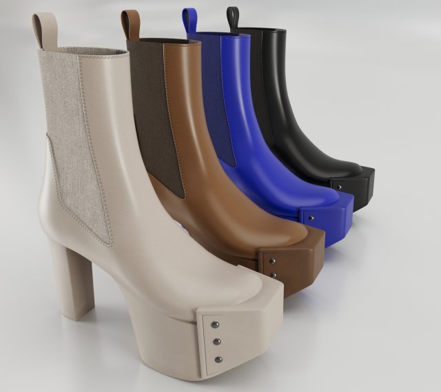 Heels Rick Owens Beveled Platform 3D Model .c4d .max .obj .3ds .fbx .stl .blend 