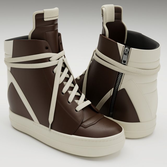 Sneakers Rick Owens Geobasket Converse brown Model 3D .c4d .max .obj .3ds .fbx .stl .blend 
