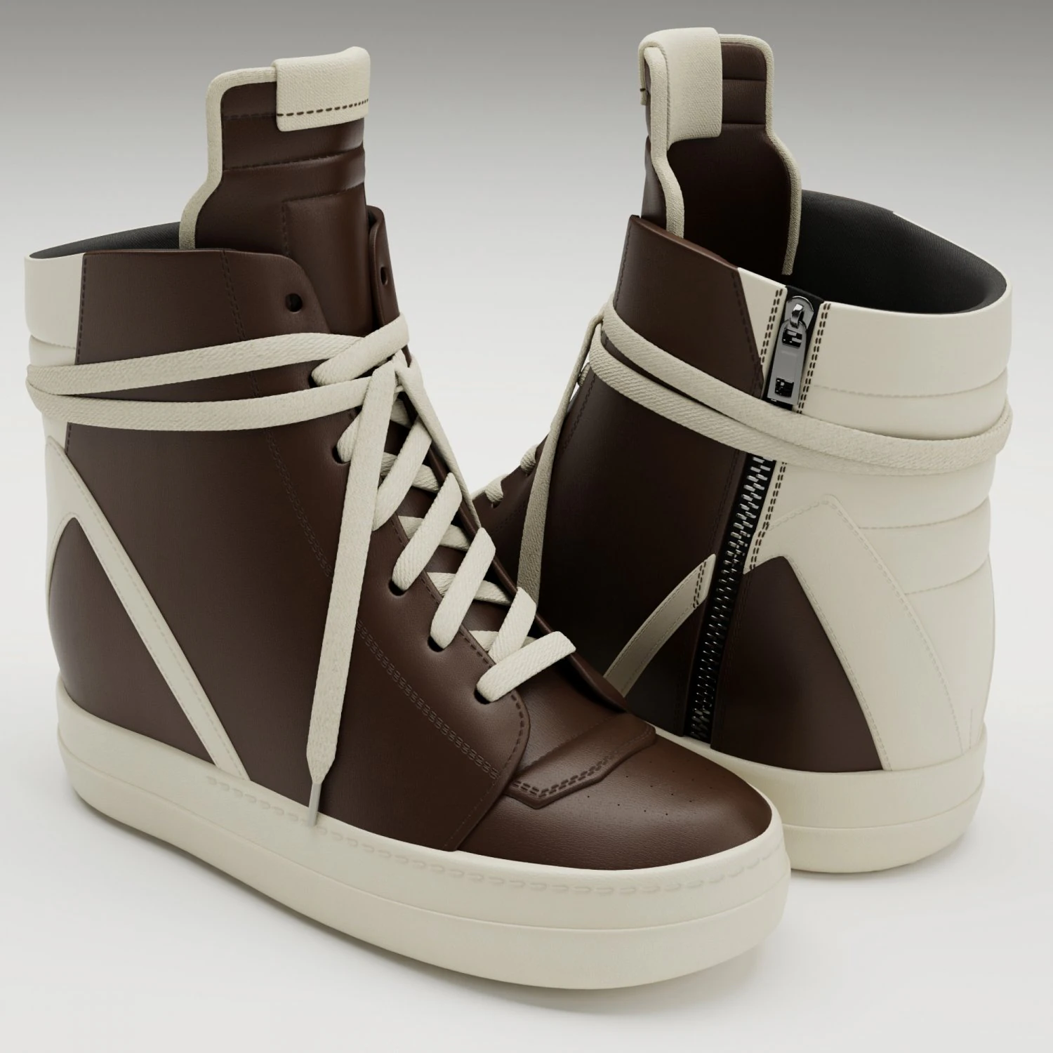 Sneakers Rick Owens Geobasket Converse brown 3D Model .c4d .max .obj .3ds .fbx .stl .blend 
