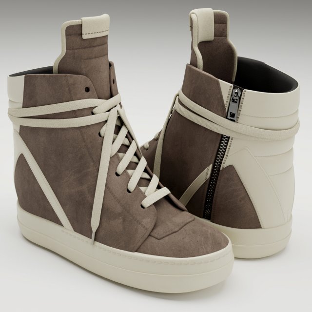 Sneakers Rick Owens Geobasket Converse gray Modelo 3D .c4d .max .obj .3ds .fbx .stl .blend 