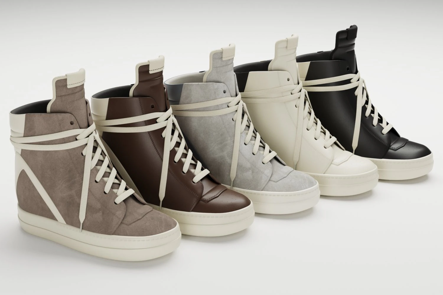 Sneakers Rick Owens Geobasket Converse Collection 3D Model .c4d .max .obj .3ds .fbx .stl .blend 