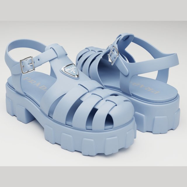 Sandals Prada Blue Model 3D .c4d .max .obj .3ds .fbx .stl .blend 