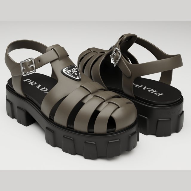 Sandals Prada Brown 3Dモデル .c4d .max .obj .3ds .fbx .stl .blend 