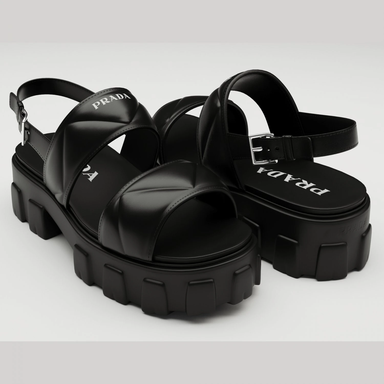 Sandals Prada Quilted black 3D Model .c4d .max .obj .3ds .fbx .stl .blend