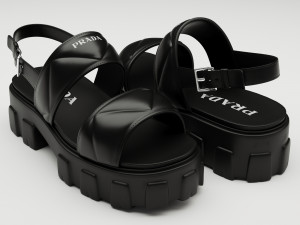 Sandals Prada Quilted black 3Dモデル