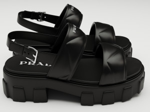 Sandals Prada Quilted black Modèle 3D