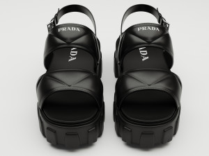 Sandals Prada Quilted black Modèle 3D