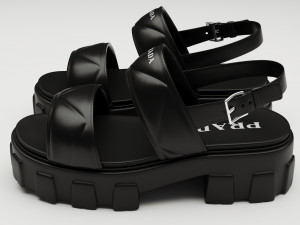 Sandals Prada Quilted black Modèle 3D