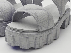 Sandals Prada Quilted black 3D Model