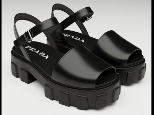 मोनोलिथ प्लेटफ़ॉर्म सैंडल प्रादा ब्लैक 3D मॉडल