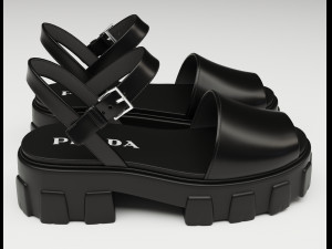 Monolith Platform Sandals Prada Black 3D Model
