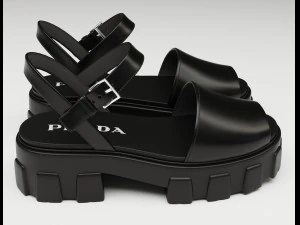 Monolith Platform Sandals Prada Black 3D Model