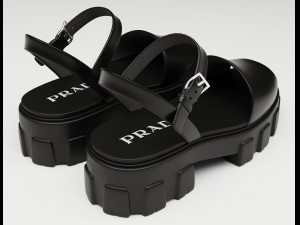 Monolith Platform Sandals Prada Black 3D Model