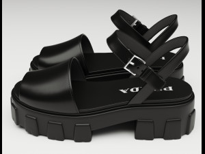 Monolith Platform Sandals Prada Black 3D Model