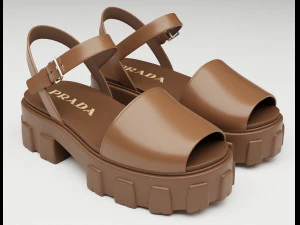 Sandali con plateau monolito Prada Modello 3D