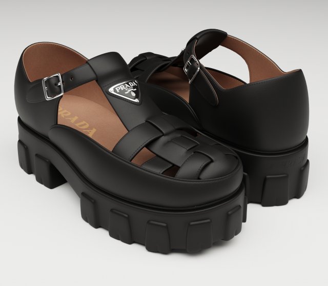 Chunky Sandals Prada Black 3D Modell .c4d .max .obj .3ds .fbx .stl .blend 