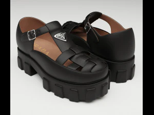 Sandálias grossas Prada Preto Modelo 3D