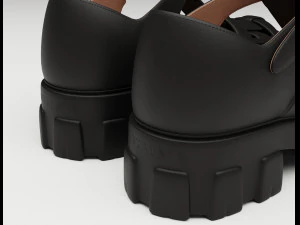 Chunky Sandals Prada Black 3D Model