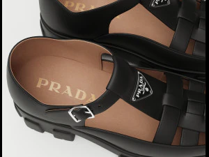 Chunky Sandals Prada Black 3D Model
