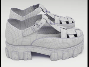 Chunky Sandals Prada Blue 3D Model