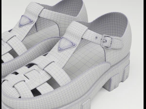 Chunky Sandals Prada Blue 3D Model