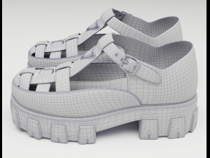 Chunky Sandals Prada Blue 3Dモデル