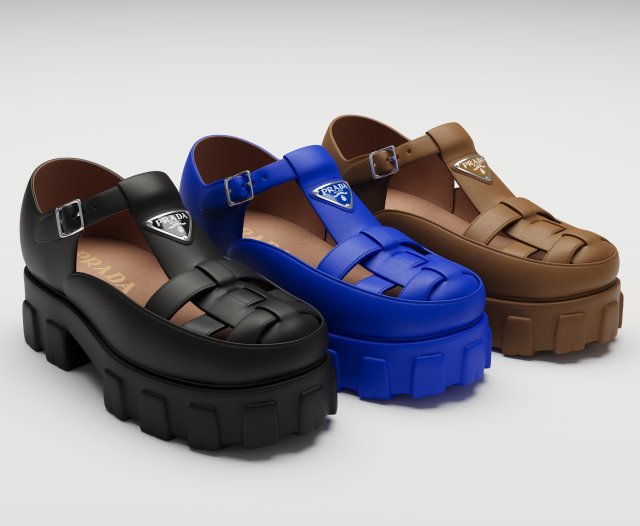 Chunky Sandals Prada Set Collection 3D Model .c4d .max .obj .3ds .fbx .stl .blend 