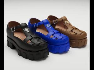 Coleção de conjuntos Prada de sandálias grossas Modelo 3D