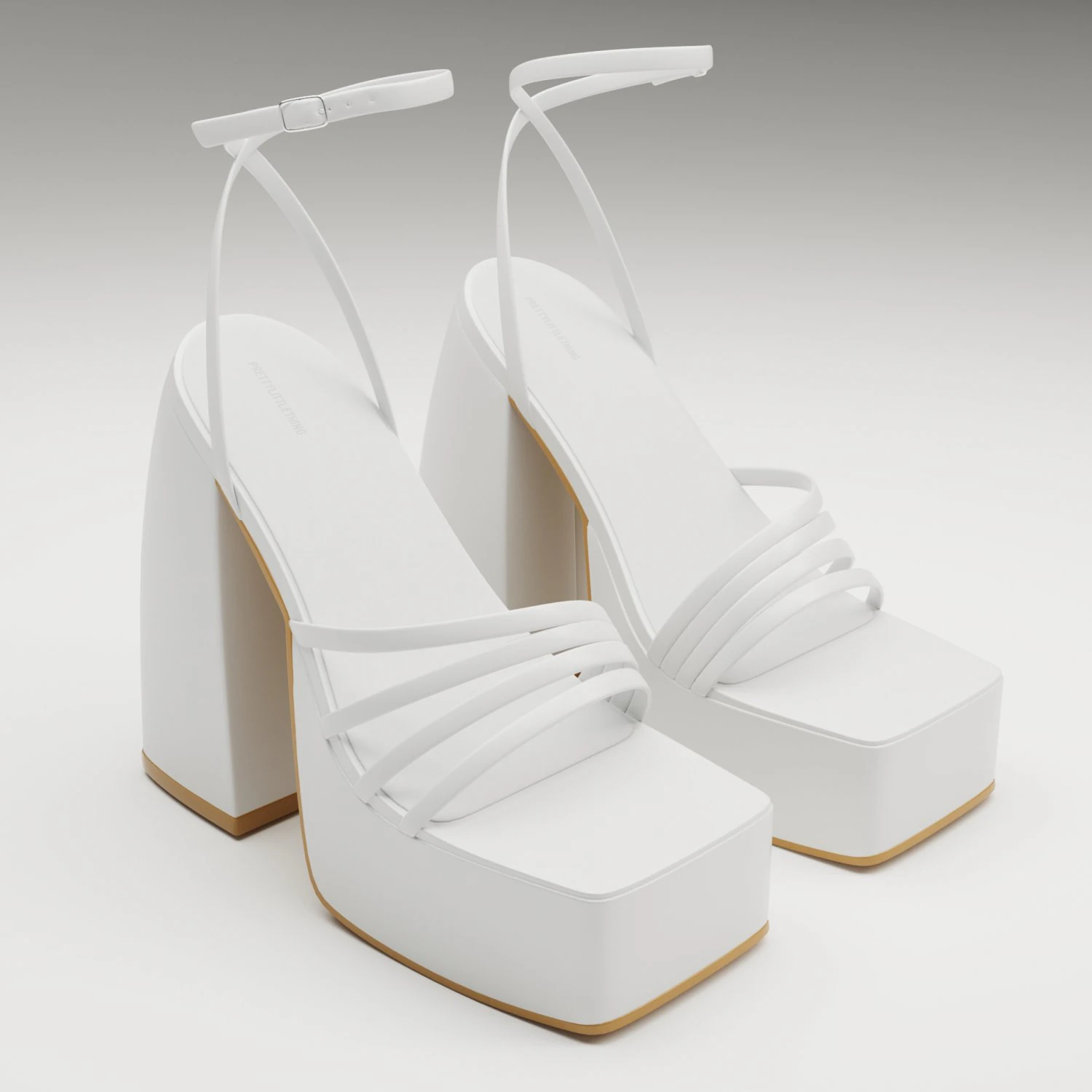 Heels prettylittlething white 3D Model .c4d .max .obj .3ds .fbx .stl .blend 