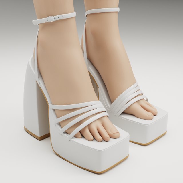 Heels prettylittlething white 3D Model in Clothing 3DExport