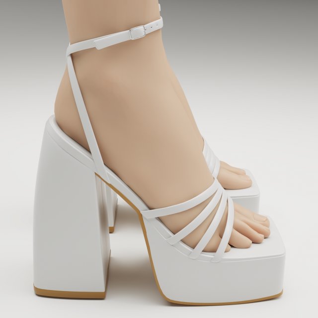 Heels prettylittlething white 3D Model in Clothing 3DExport