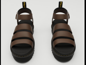Blaire Hydro Leather Strap Sandals Dr Martens brown 3D 모델