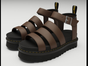 Blaire Hydro Leather Strap Sandals Dr Martens brown 3D 모델