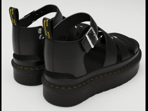 Strap Sandals Dr Martens Black 3D Model
