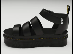 Strap Sandals Dr Martens Black 3D Model